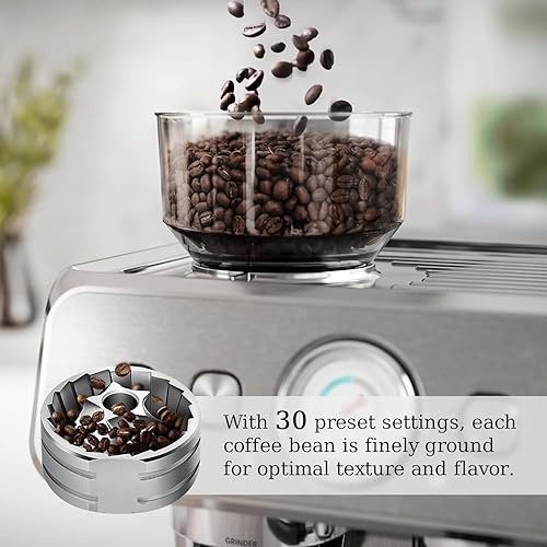Miniatura 7 de Kismile Máquina de café expreso con molinillo, máquinas de café Expresso de 15 bar con espumador de leche, máquina de café expreso con 30 ajustes de