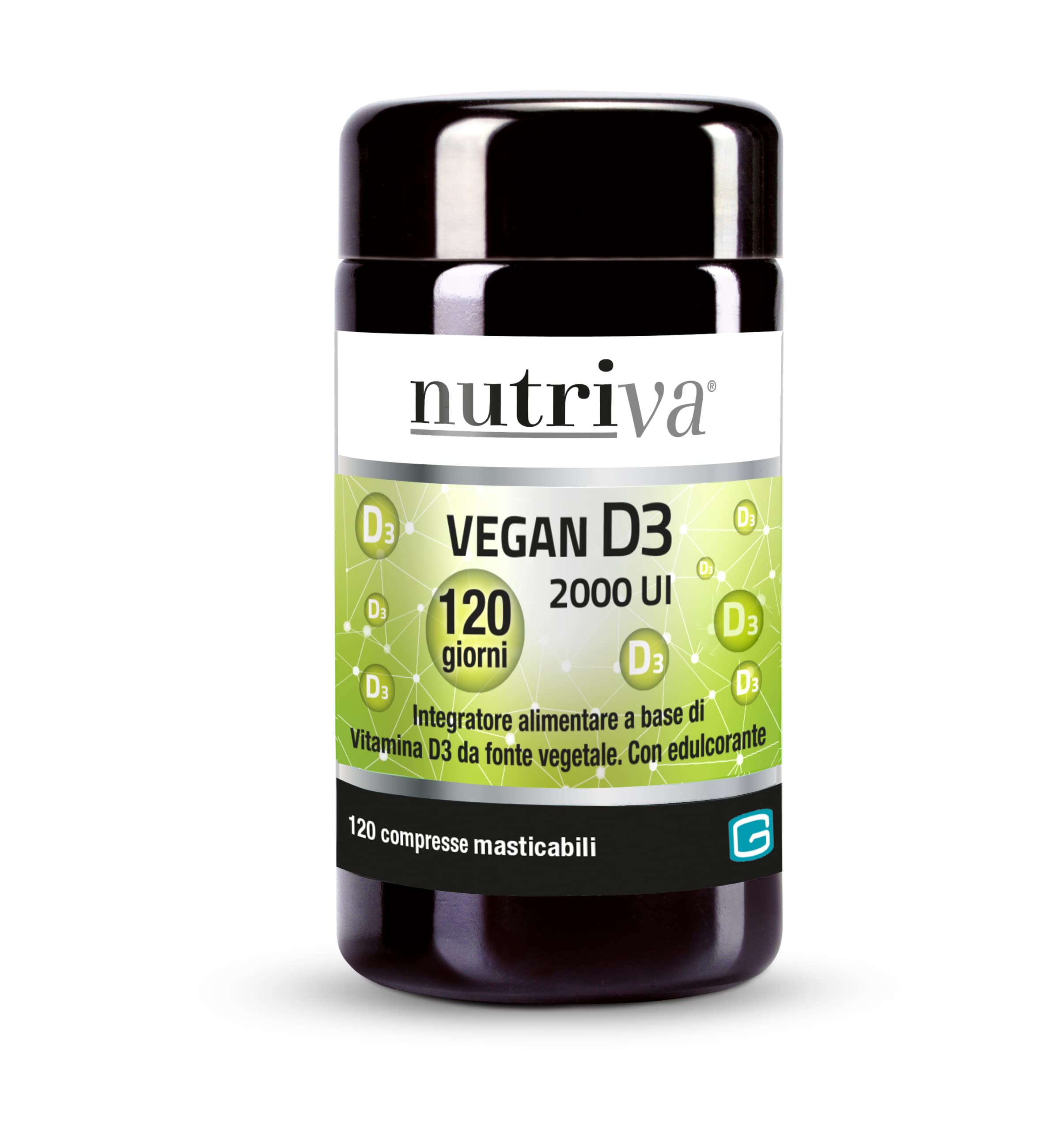 NUTRIVA Vegan D3, Integratore Alimentare a Base di Vitamina D3, Ideale per le Os