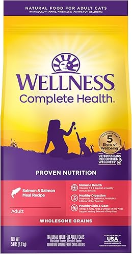 Miniatura 9 de Wellness Complete Health Alimento seco natural para gatos con granos saludables, fabricado en Estados Unidos con carne real (gato adulto, receta de