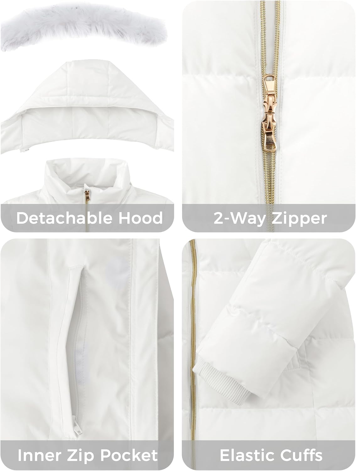 ZSHOW Women's Winter Coat Warm Quilted Thigh-Length Puffer Jacket with Removable Hood - Image 6