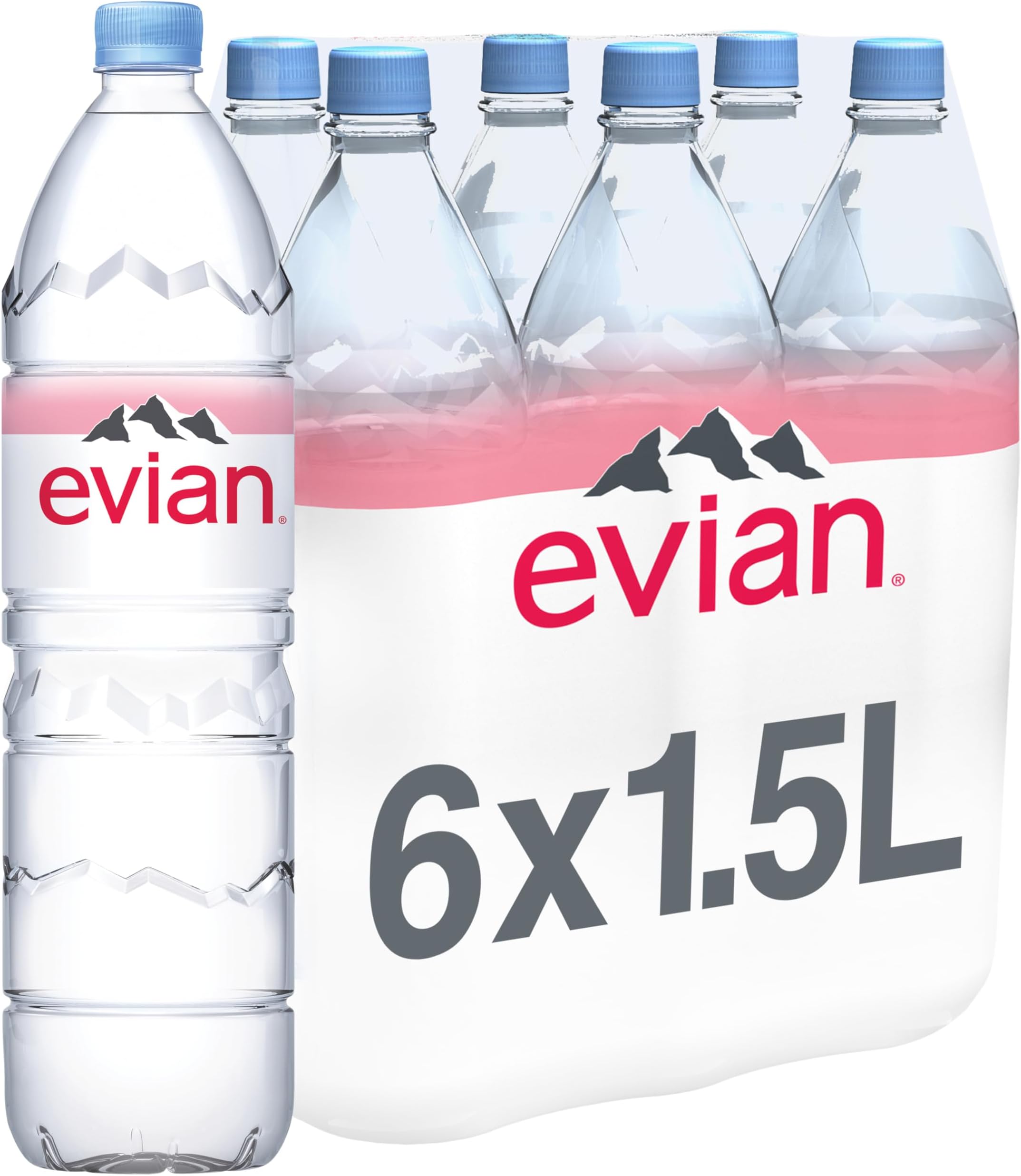 evian Natural Spring Water, 1.5 L bottles, 6 pack