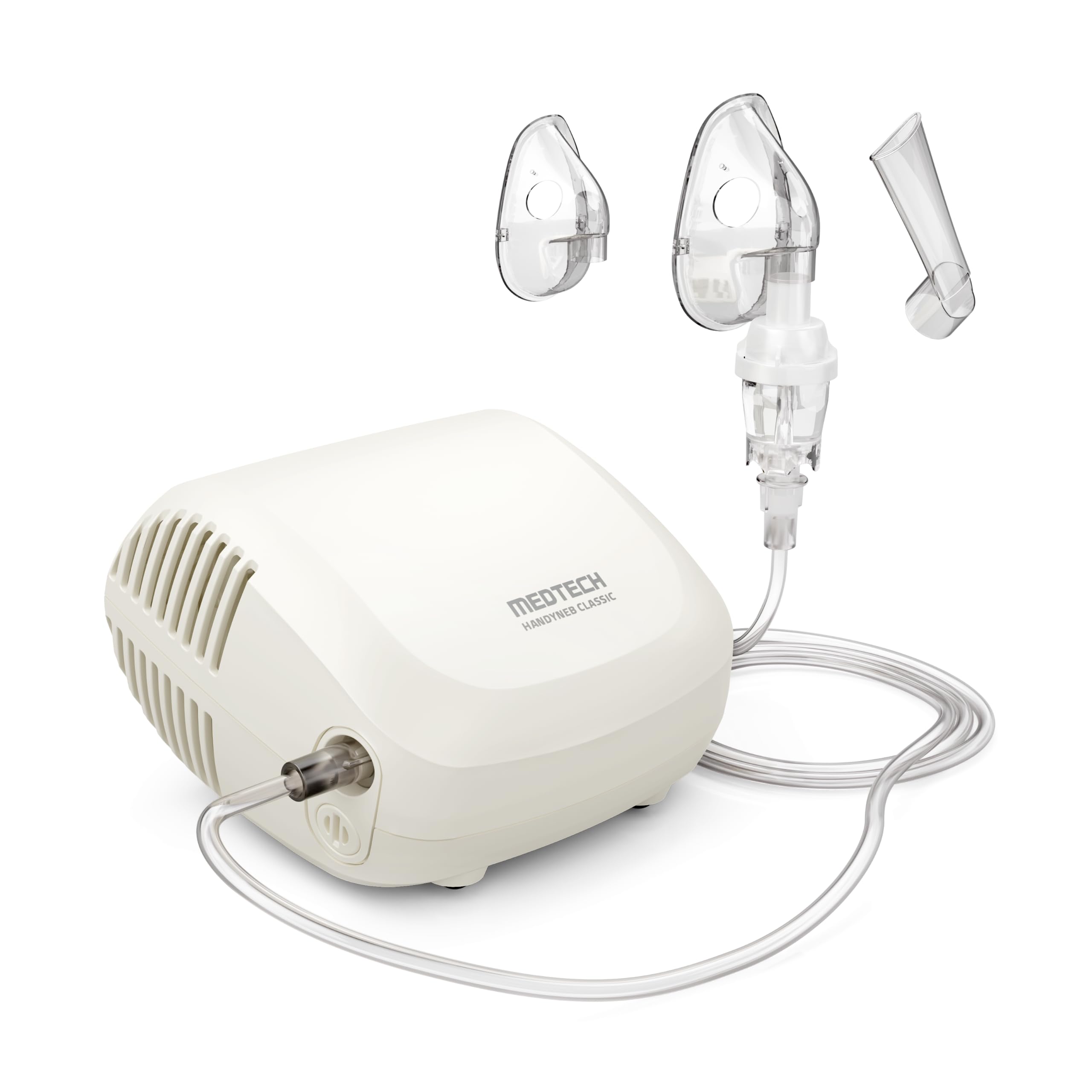 MEDTECH® Handyneb Classic Compressor Nebulizer Compact Machine with Complete Mask Kit for Adult and Child (White)