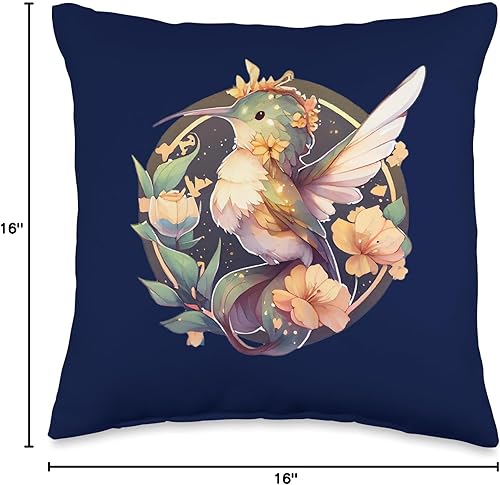 Miniatura 5 de DK1 Designs seltene Vögel Ornithologe Ornithologie Design-Small Bird Lover Hummingbirds Throw Pillow, 18x18, Multicolor