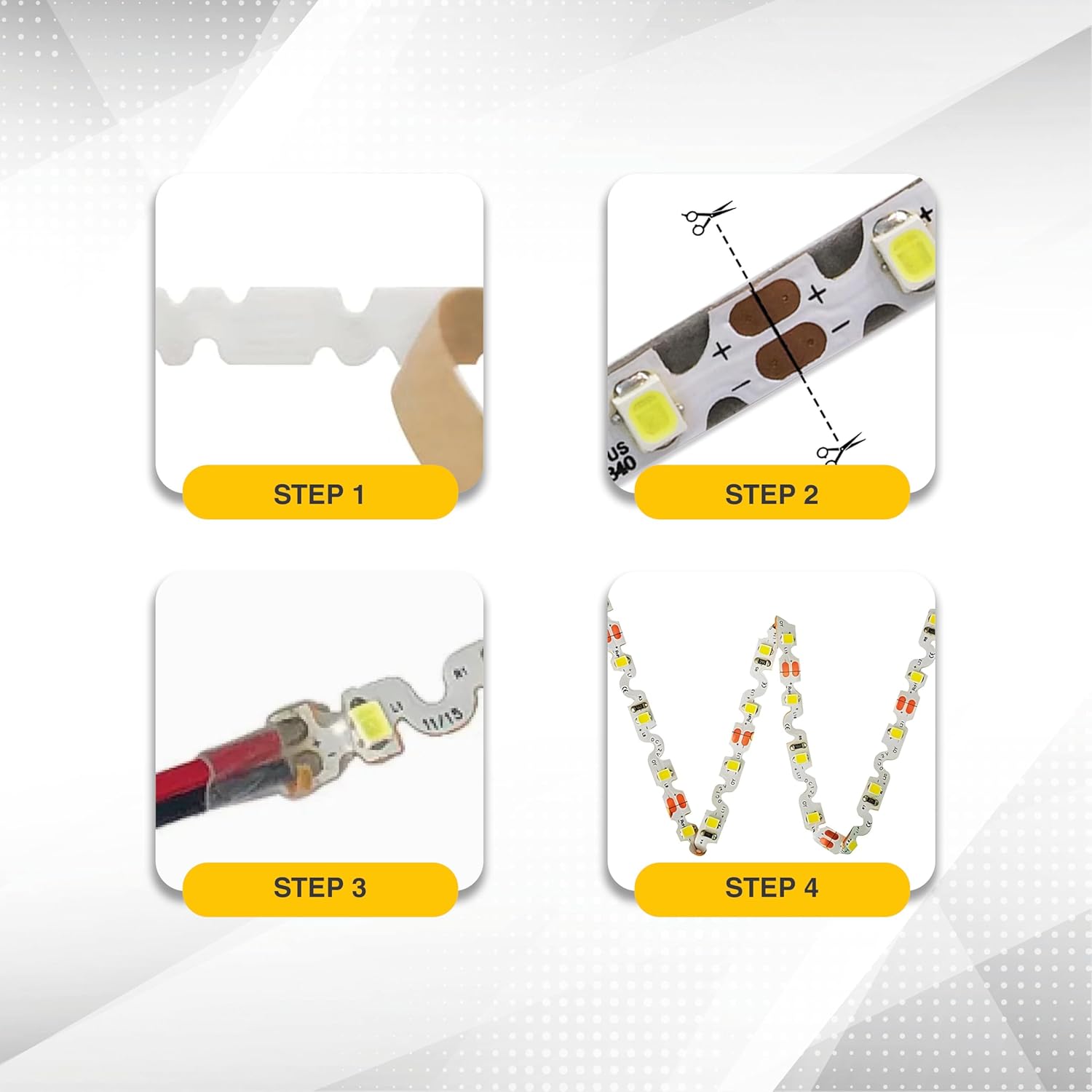 LED Lighting 12V 16.4ft UL Listed Cool White 2835 SMD Zig-Zag LED Strip Lights Dimmable 660lm/m 6.2W/m 300 LEDs 60 LEDs/m IP33 Non-Waterproof. S Shape Angle Turning Capable - Image 6