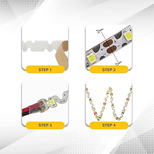 Miniatura 6 de Iluminación LED 24V 16.4ft UL Listed Blanco Cálido 2835 SMD Zig-Zag Tira de luces LED regulables 660lm/m 6.2W/m 300 LEDs 60 LEDs/m IP33 no Blanco