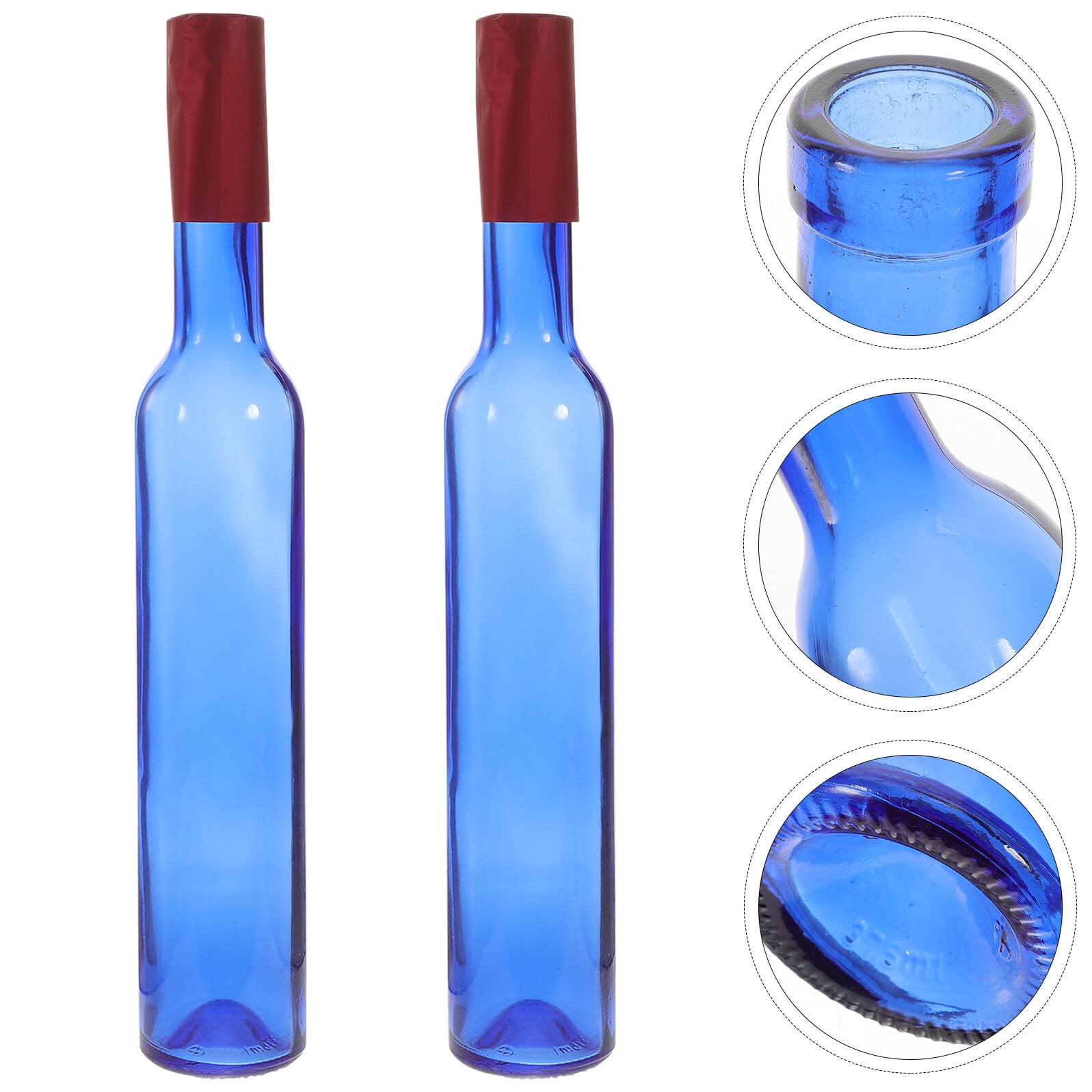 Baluue Leere Glasweinflaschen Dekorative Flaschen aus Blauem Glas 375ml 2 Stück Multipurpose für Party und Restaurant