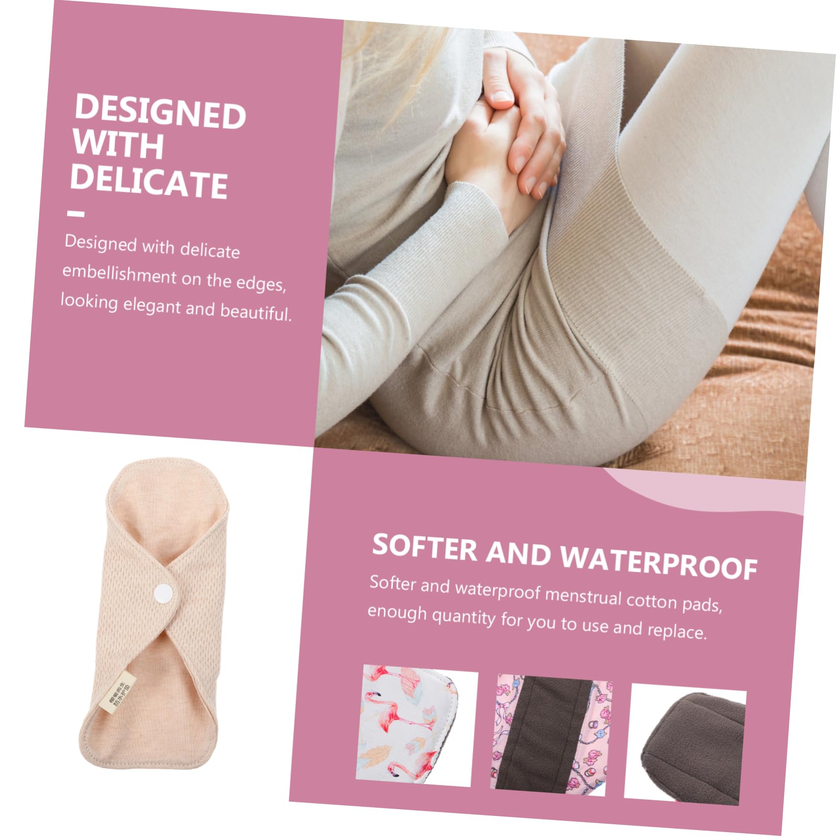 Gogogmee 4pcs Washable Sanitary Napkin Women Menstrual Lavable Pantiliner Pad Reusable Sanitary Napkin Dancder Women Cotton Menstrual Washable Menstrual Mats Pure Cotton Beige
