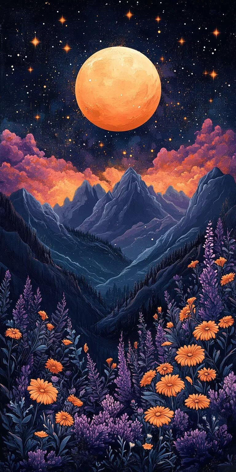 Peinture Numero Adulte Lune Peinture Acrylique 60x120cm fleur k-472