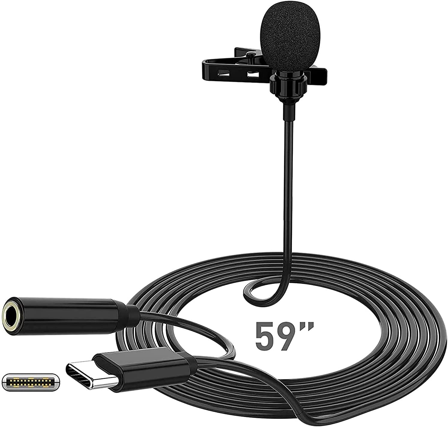2in1 USB-C Lavalier Microphone with Earphone Jack