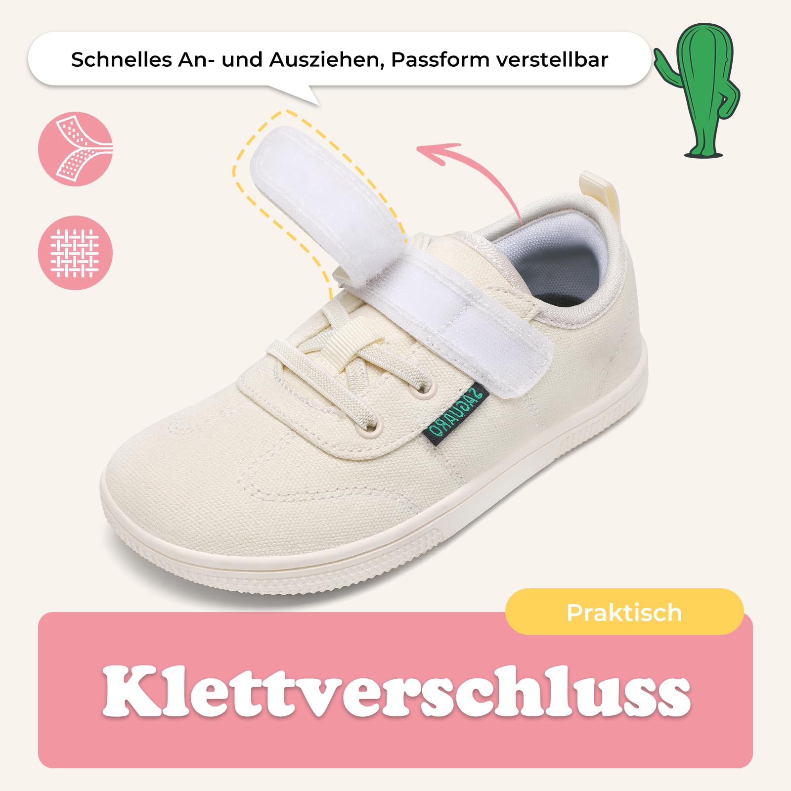 SAGUARO Barfußschuhe Mädchen rutschfeste Barfuß Hausschuhe mit Breite Zehenbox & Zero-Drop-Sohle,Gr.25-35
