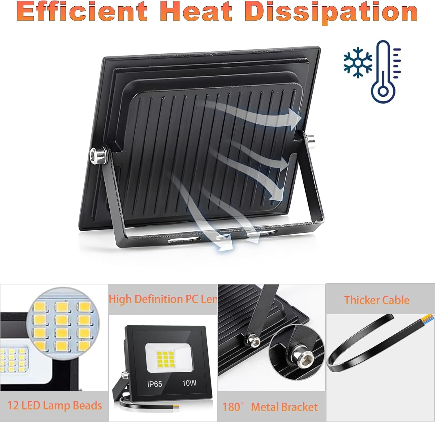 YIQIBRO 10W LED Strahler Außen, 10 Stück Klein 1000LM 6500K Kaltweiß IP65 Wasserdicht Außenstrahler Flutlicht, LED-Scheinwerfer für Garten, Garage, Hof, Außenbeleuchtung, Auffahrt