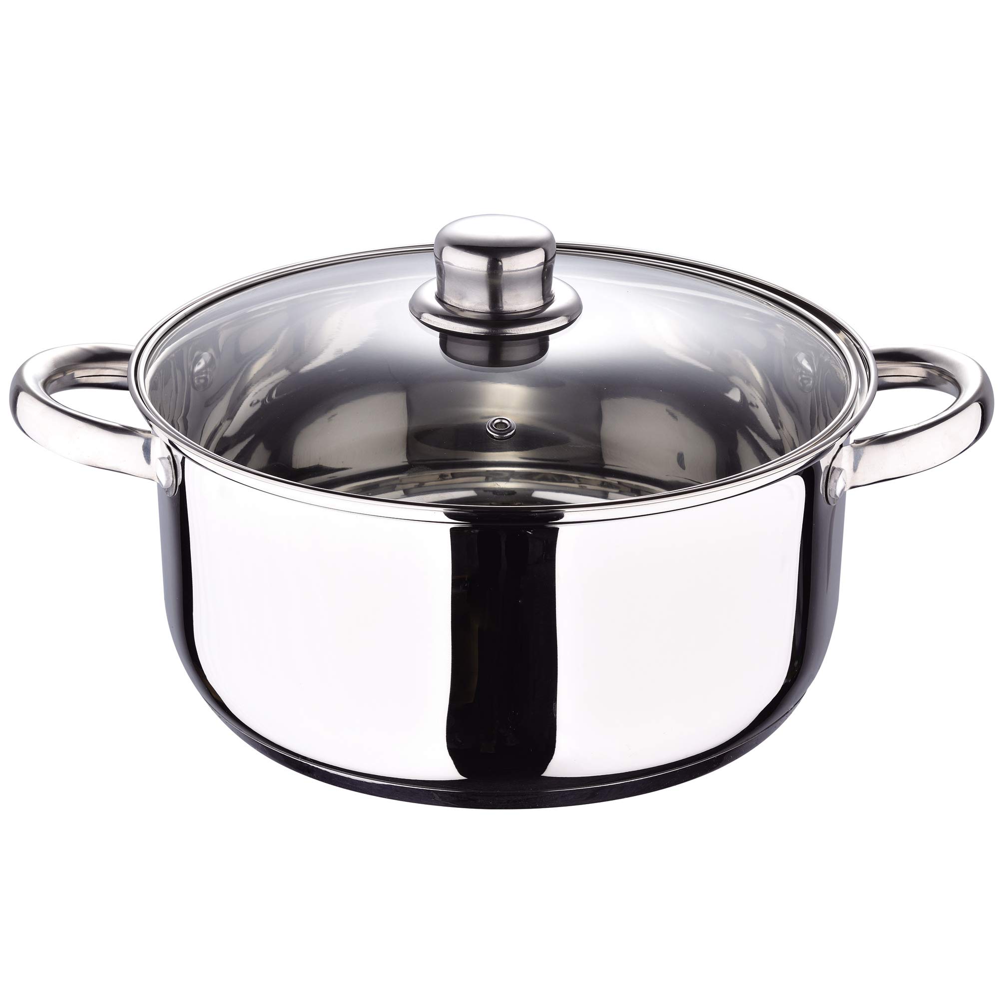 San Ignacio Bateria 7pca acero inoxidable: cazo Ø16x7,5 Cacerolas con tapa de Ø18x8,5 Ø20x9,5 y Ø24x11,5 cms, inducción, colección Cassel, 7 piezas