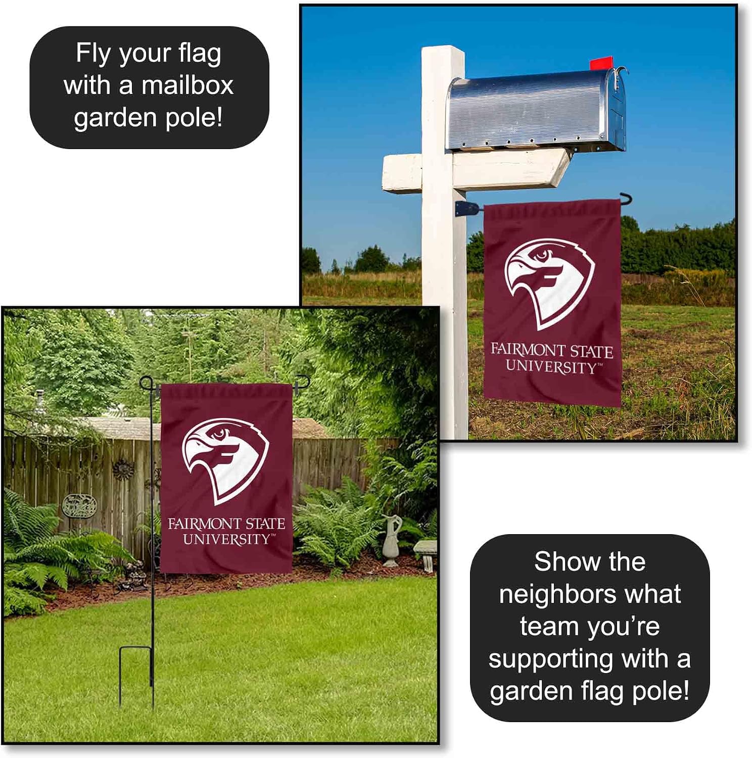 Fairmont State Fighting Falcons Garden Flag