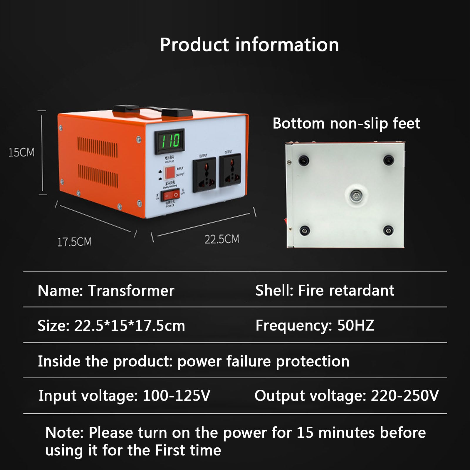 Convertidor Voltaje Transformador Pantalla LED Convertidor Potencia 110V A 220V Ventilación Eficiente-500W