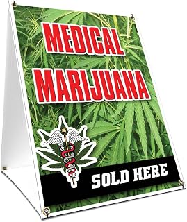 A-Frame Sidewalk Medical Marijuana for Sale Sign with Graphics On Each Side | 18" X 24" Print Size