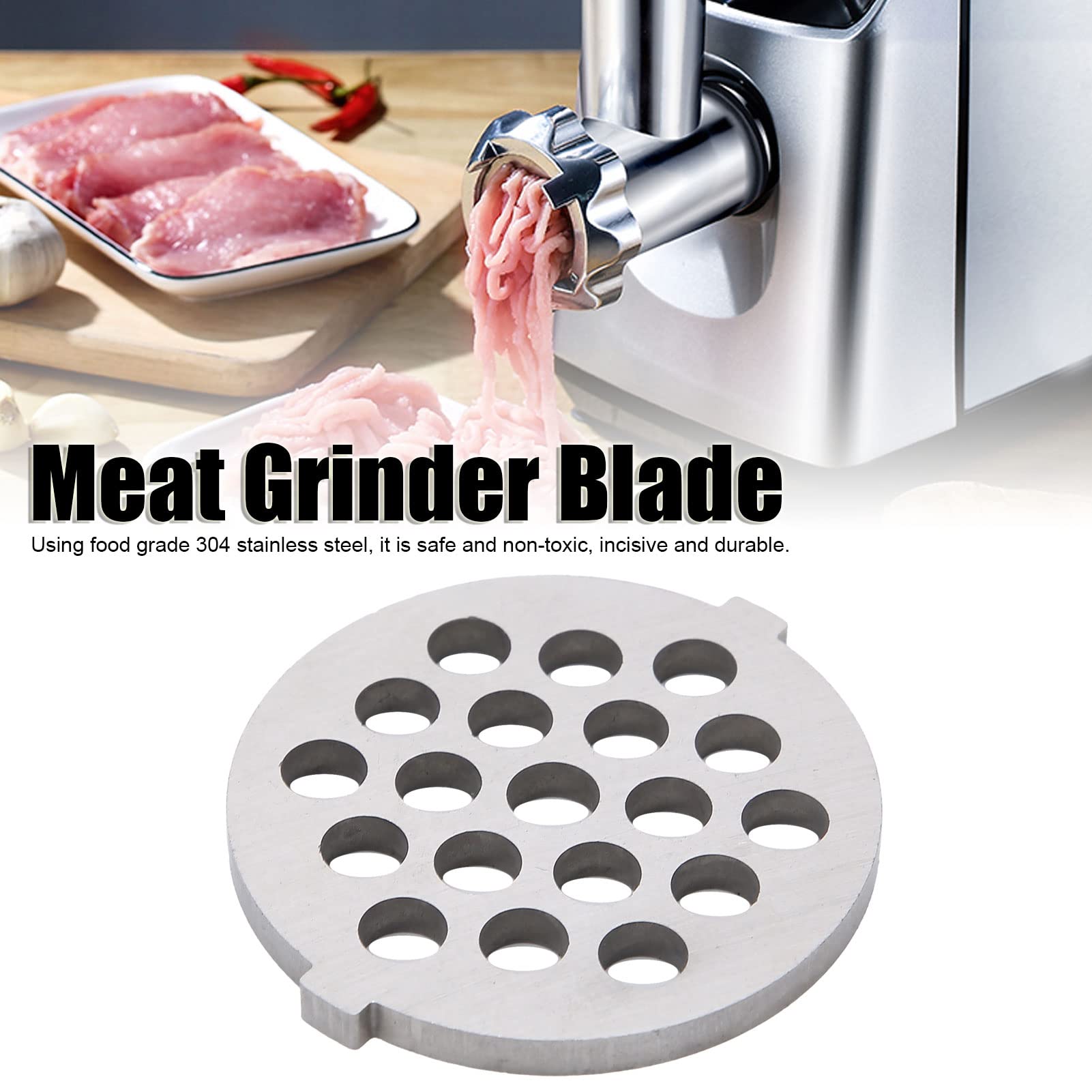 2 piezas de placa para picar carne, de acero inoxidable, discos reemplazables para moler carne de acero inoxidable, discos de picadora, cuchillas de placa de agujero redondo para amoladora tipo 5# B 5