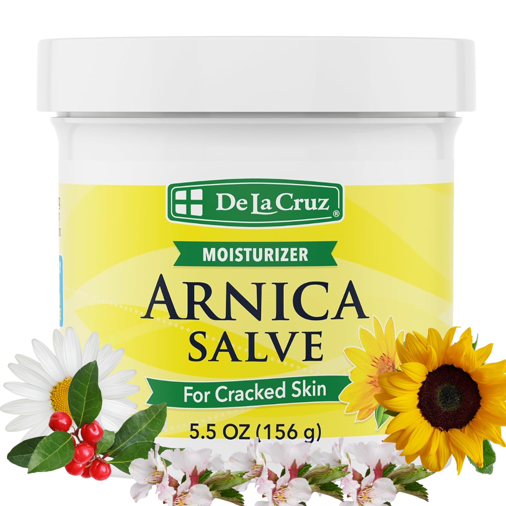 De La Cruz Arnica Salve - Foot Cream for Dry Cracked Heels and Feet - Moisturizing Hand Salve for Dried Hands - 24 Hour Moisture Foot Cream for Dry Cracked Feet and Rough Skin - JUMBO SIZE 5.5 OZ