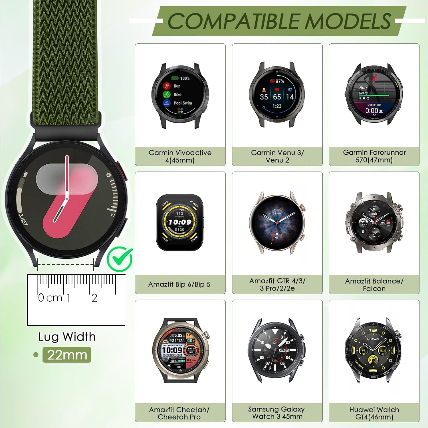 4 Pack 22mm Elastic Bands Compatible with Garmin Venu 3/2, Vivoactive 4 (45mm), Garmin Forerunner 570 (47mm)/255/265, Amazfit GTR 4/3/2, Smartwatch Band for Amazfit Bip 6/5, Amazfit Balance - Image 3