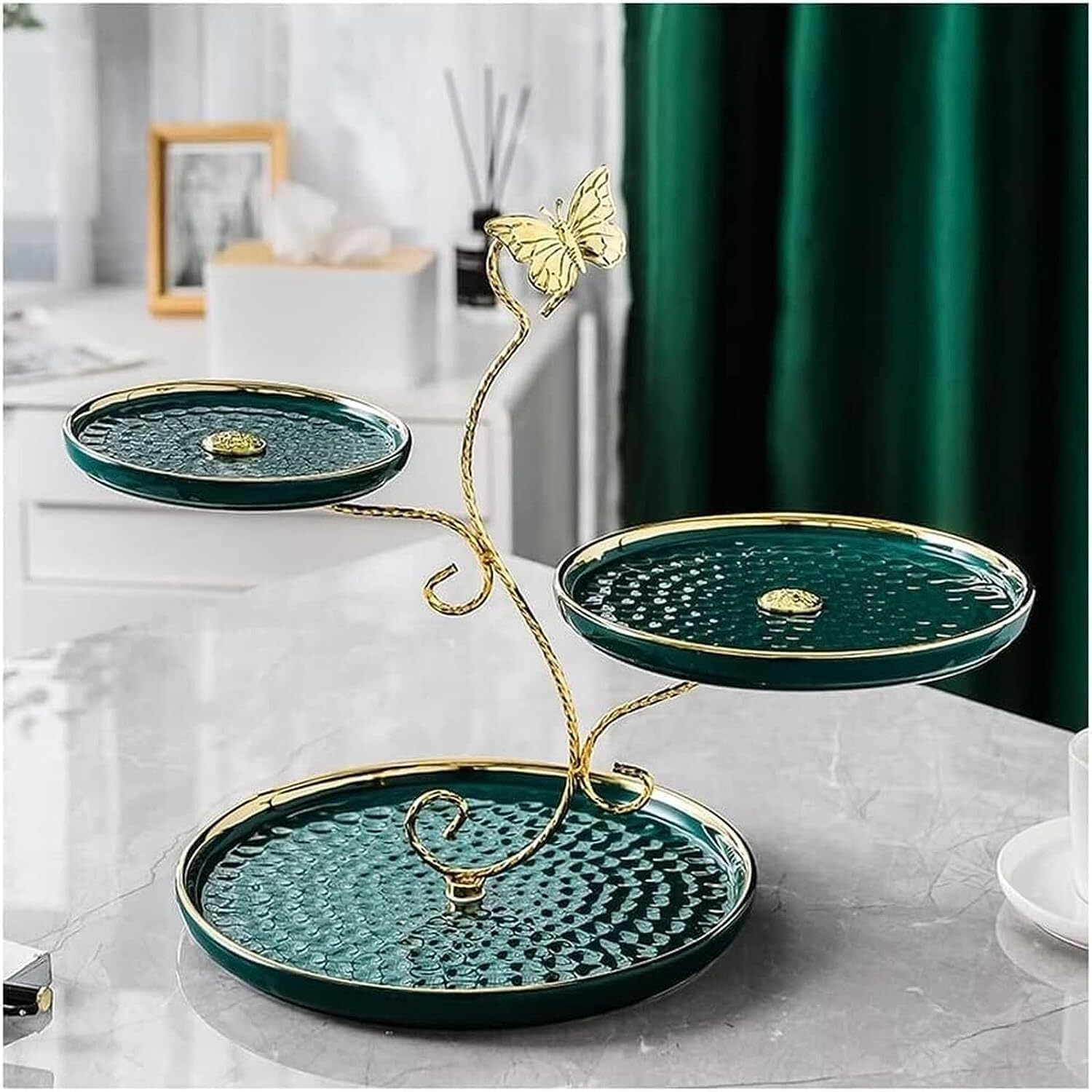 Mnuvxzaewf Blu Kitchen Countertop Fruit Rack-3-Tier Basket Bowl For Counter