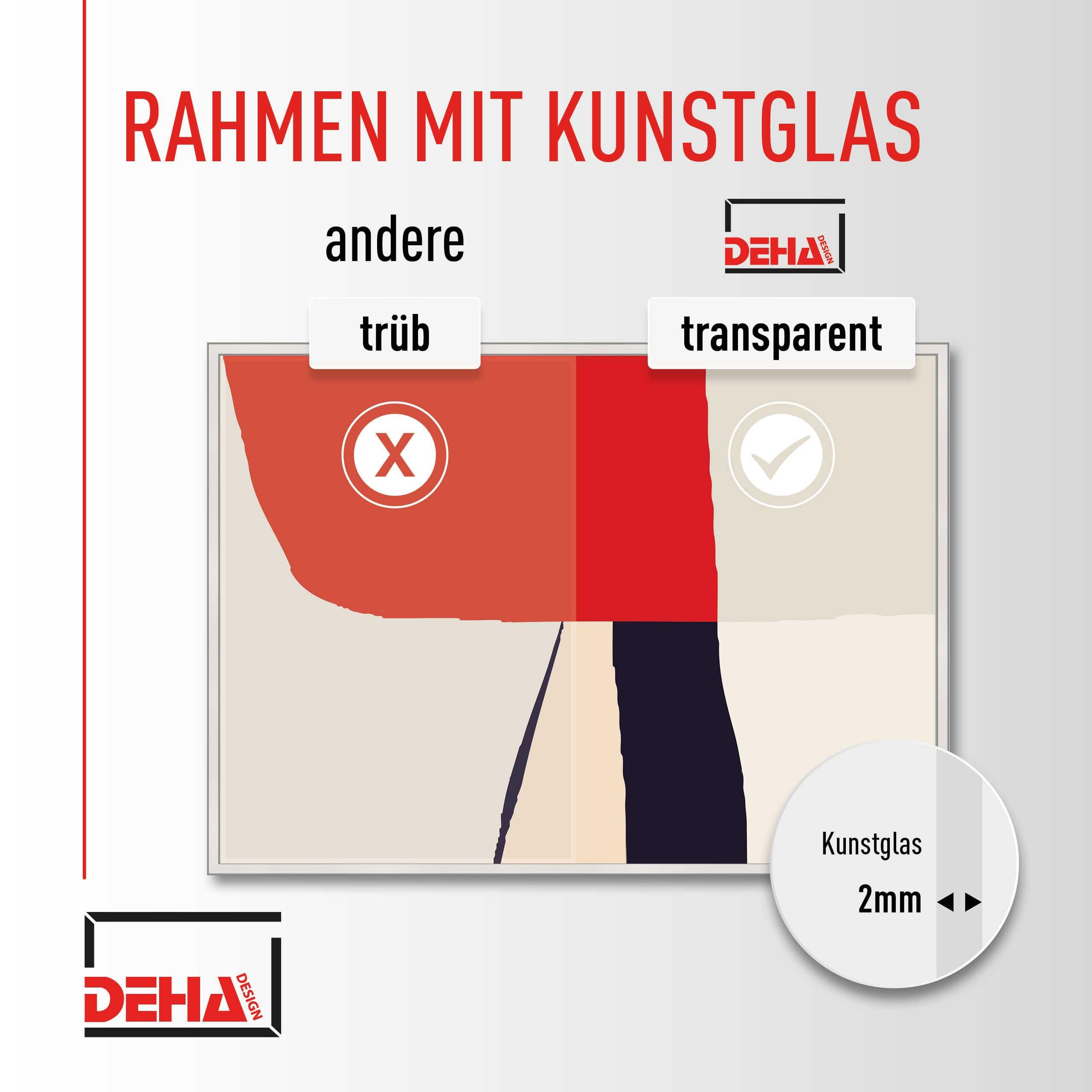 DEHA Design Bilderrahmen, 59,4 x 84,1 cm (A1), Aluminium, Schwarz matt, Posterrahmen zum Aufhängen im Hoch- & Querformat, bruchsicheres Kunstglas, Boston