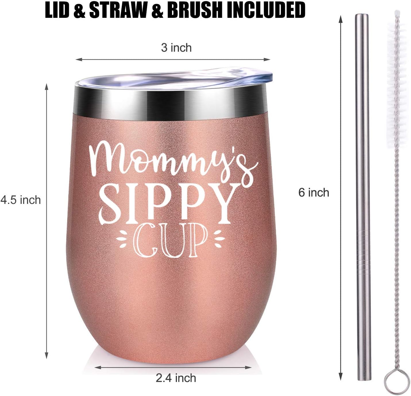 Gifts for Mom - Mommy's Sippy Cup - Funny Mom Gifts from Daughter, Son - Mom Birthday Gifts - Mothers Day Gifts for Mom, New Mom, Best Mom, Pregnant Mom, Mom to be, Mama - Coolife Mom Wine Tumbler