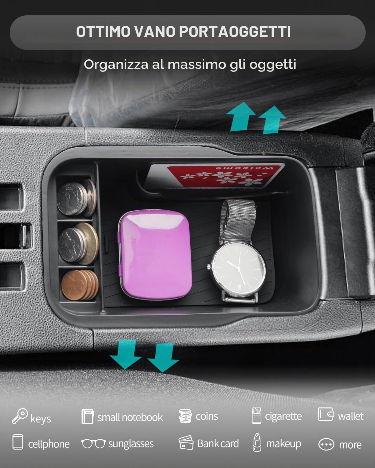 CDEFG Compatibile con Alfa Romeo Junior 2024 2025 2026 console centrale, vano portaoggetti, bracciolo, contenitore multifunzione per auto, centro, organizer per console organizer per vassoi junior