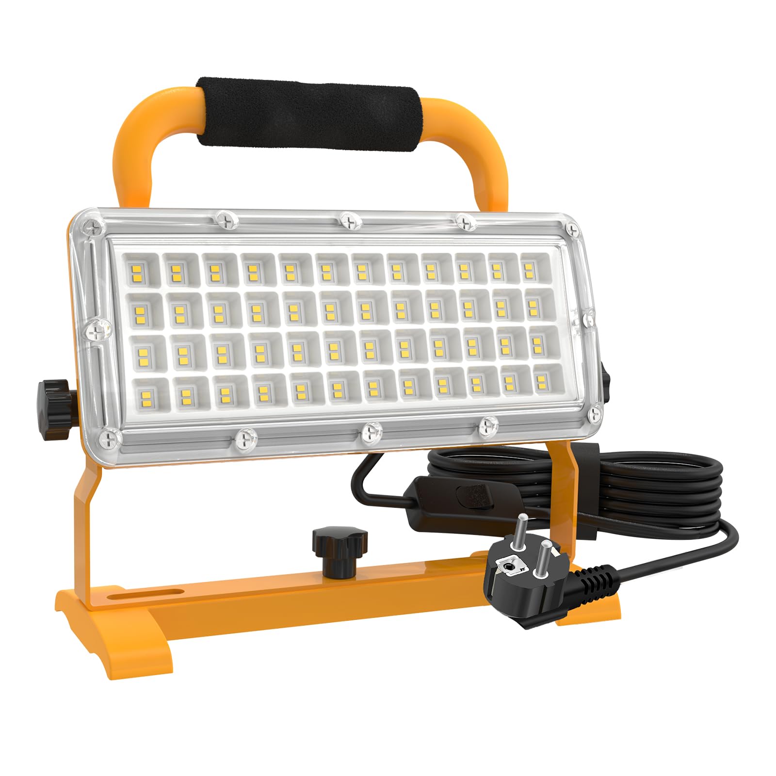 SUFUYA LED Baustrahler Strahler, 6500LM 85-277v Arbeitsleuchte mit 3m Kabel, Stecker und Schalter, 5000K Tragbar LED Arbeitsscheinwerfer, IP67 Wasserdicht Baulampe für Werkstatt Baustelle,Garage