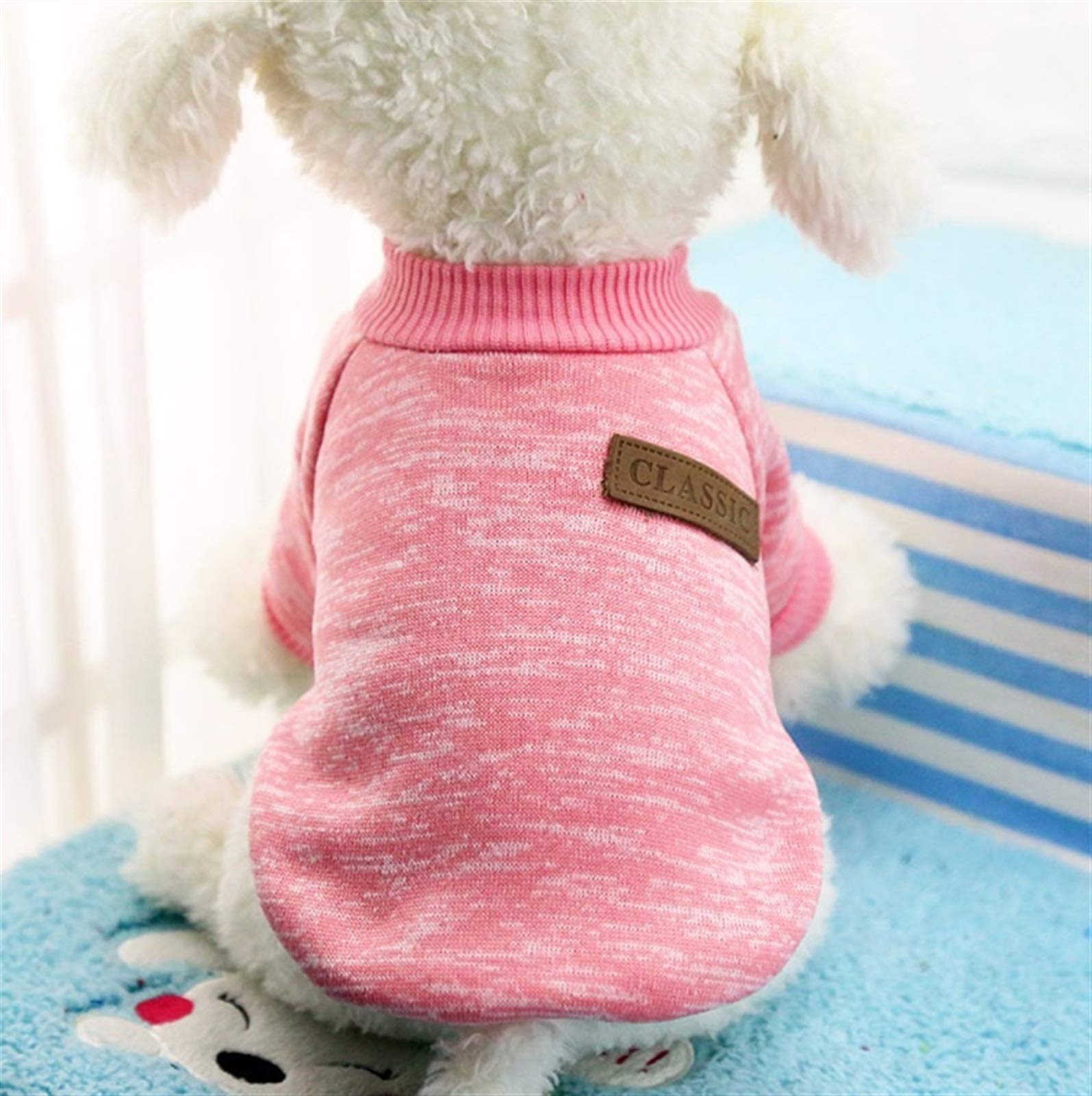 Lanyue Dog Clothes for Small Dogs Soft Pet Dog Sweater Clothing for Dog Winter Chihuahua Clothes Classic Pet Outfit Ropa Perro (Color : Pink, Size : X-Large)