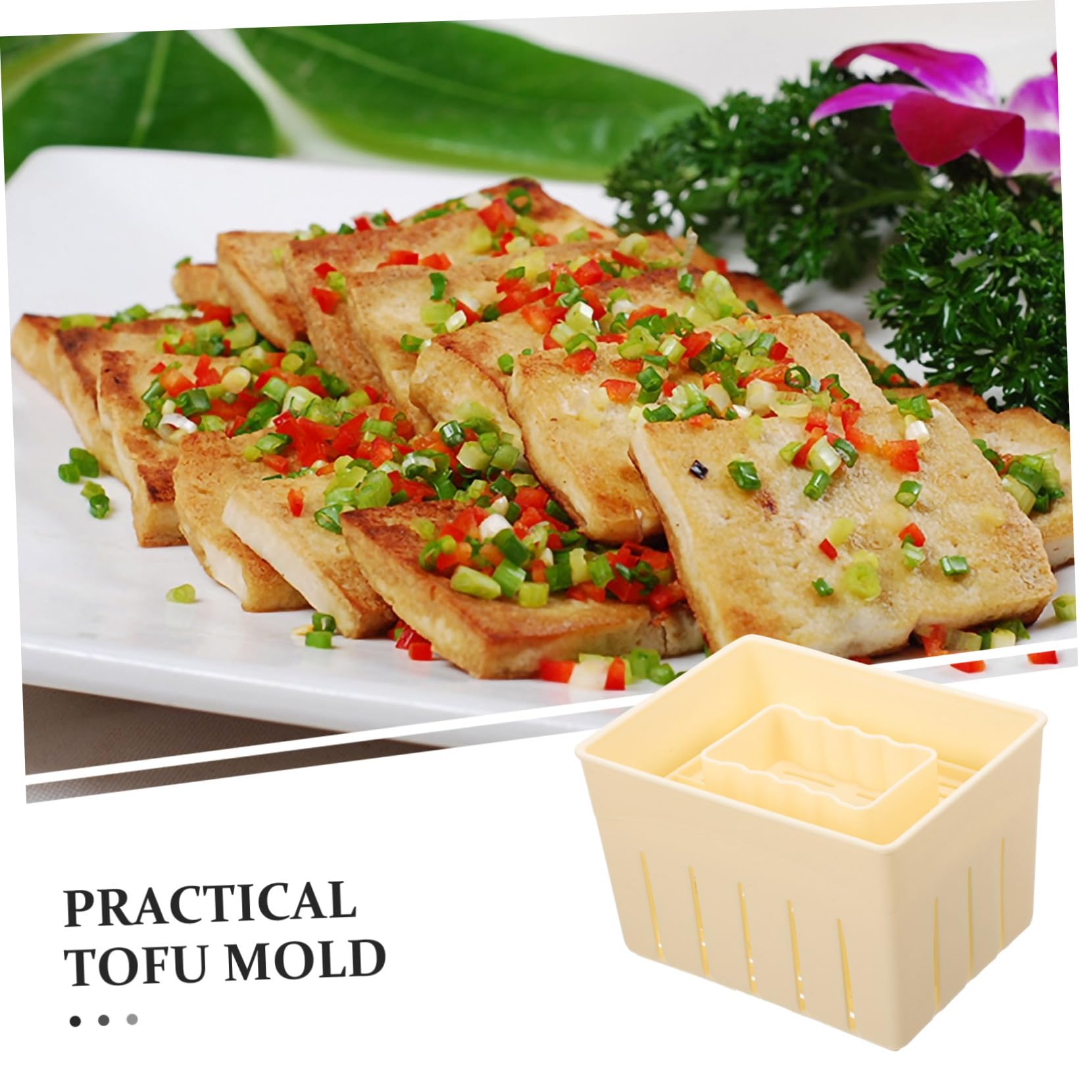 KICHOUSE Wood Cheese Press for Home Use Tofu Maker Cheese Press Tool Simple Press for Tofu Cheese Sturdy Plastic Mould