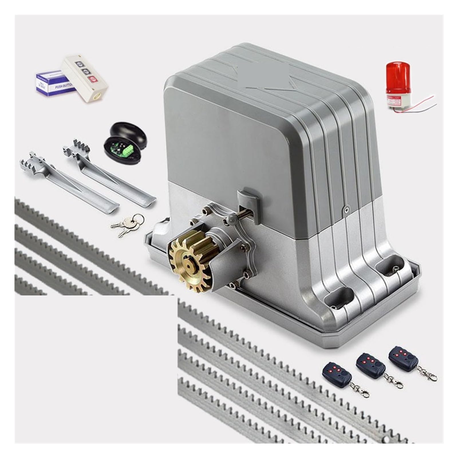 Kit para abrir puertas, Abridor de Motor puerta corrediza eléctrica automática alta resistencia con bastidores 4m (cantidad Control remoto/sensor/botón opcional)(Kit 12)