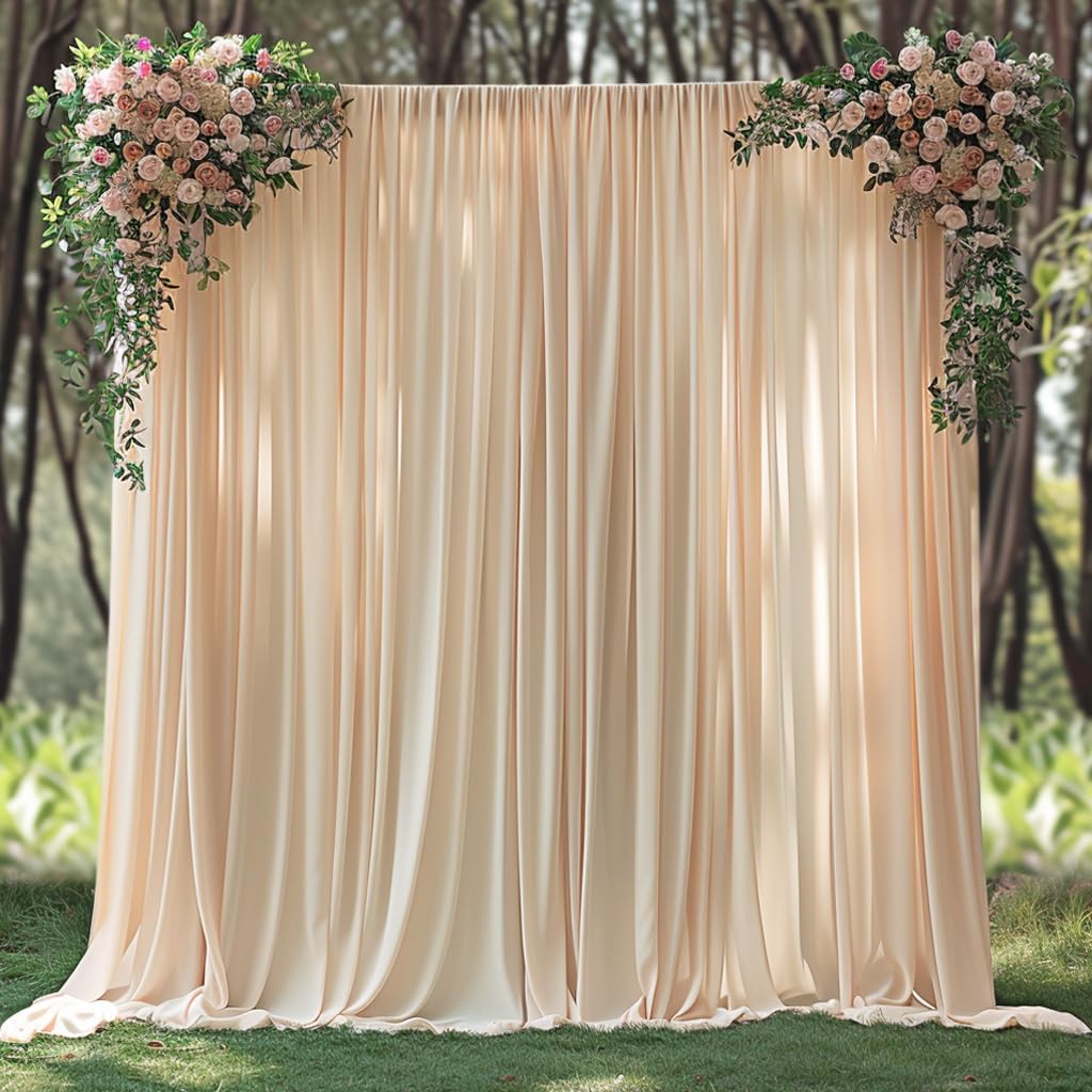 10x10 pi Arrière-plan sans plis en tissu doux pour fêtes, rideau de décoration en tissu pour mariage, rideau crème pour décorations d'anniversaire, fond pour photographie 5x10 pi, 2 panneaux