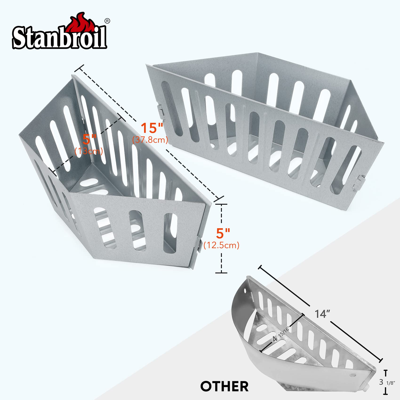 Stanbroil Uchwyty do kosza na węgiel drzewny ze stali nierdzewnej - akcesoria do grillowania pasują do Weber i większości innych grillów czajnikowych