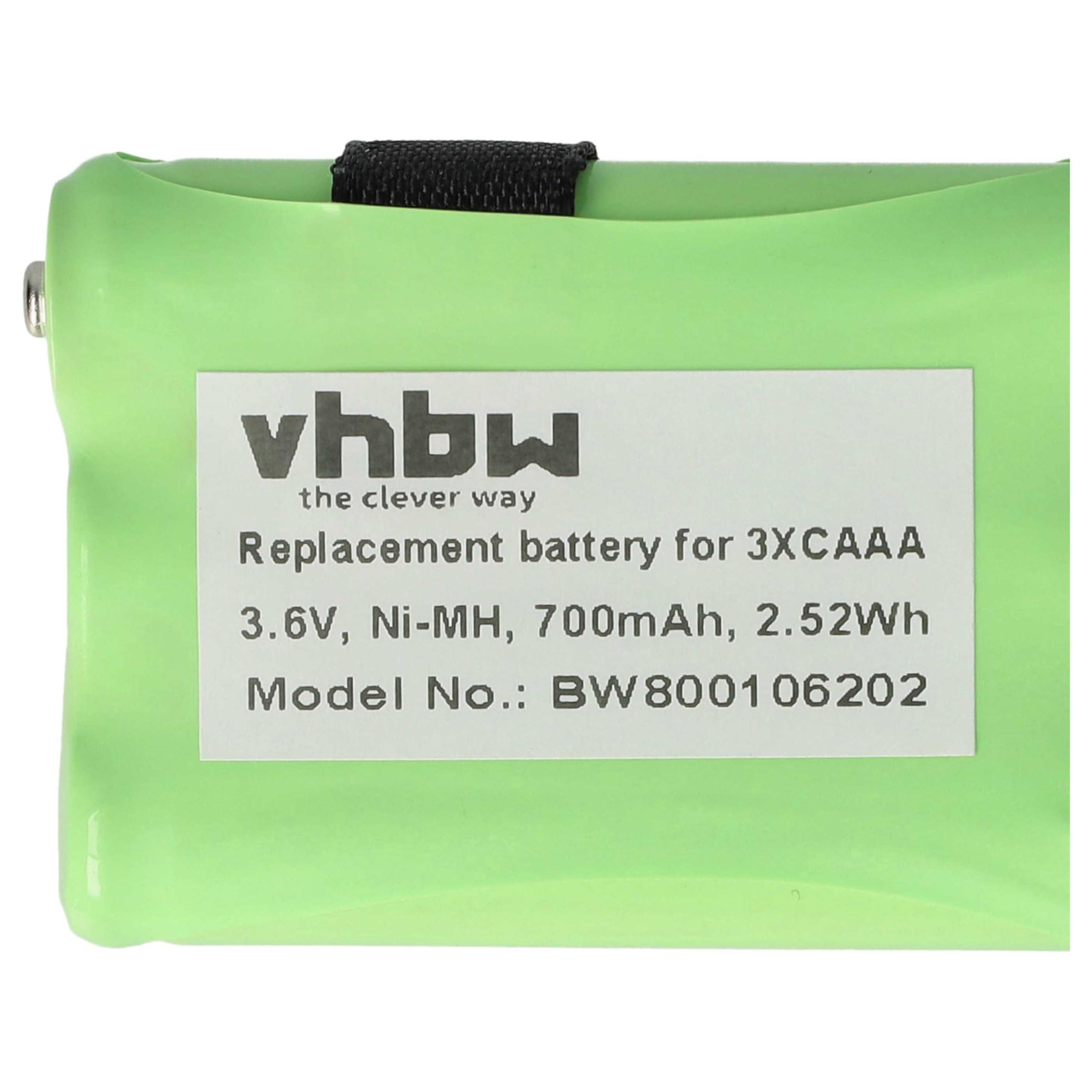 vhbw 5 x akumulator zastępuje 53617 3XCAAA, KEBT-086-B do radia (700 mAh, 3,6 V, NiMH)