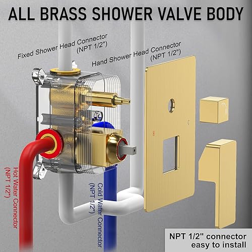 Miniatura 175 de IRIBER - Sistema de ducha de lluvia con cabezal de ducha fijo y de mano de alta presión cepillado níquel,Oro cepillado,Cromado,Oro rosa