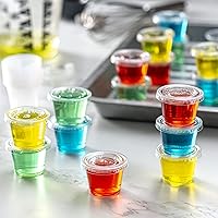 Vista 3 de Pantry Value Vasos de gelatina de 1 oz con tapas [100 unidades] Recipientes de plástico desechables transparentes para porciones, vasos