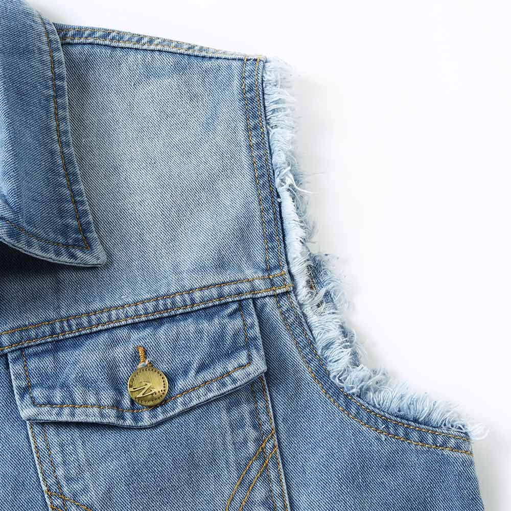 YOUTHUP Gilet Homme Denim Déchiré Veste Sans Manches Revers en Jean Vintage en Coton Motard