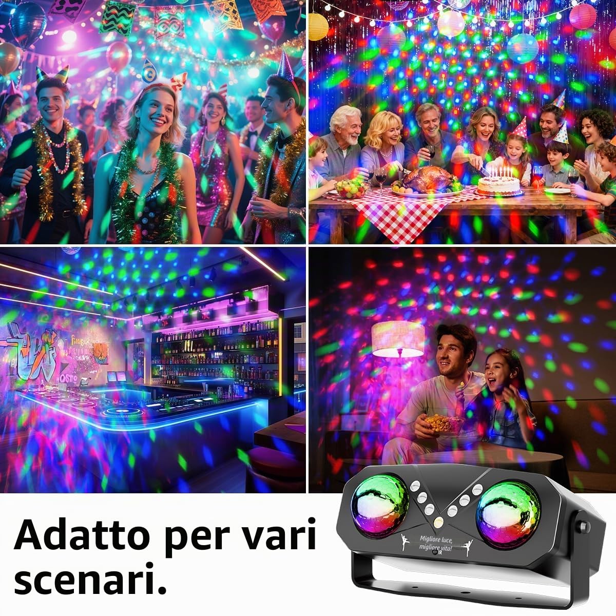 Luce di festa con palla da discoteca per DJ,Materiale ABS, luce stroboscopica attivata da voce con telecomando LED, adatta per feste, karaoke, riunioni di famiglia, matrimoni e altre occasioni.