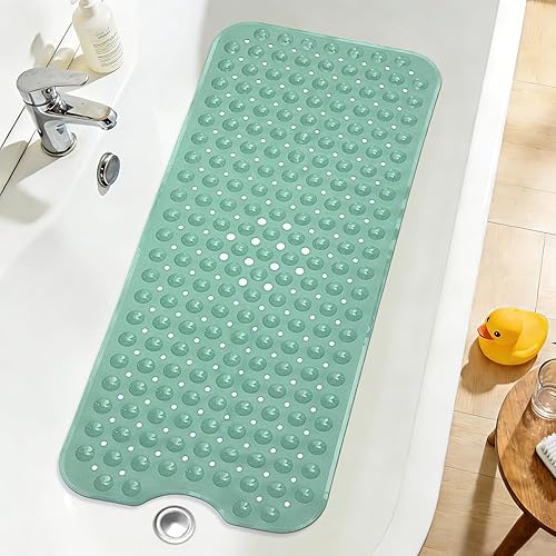 Miniatura 27 de Tapete extralargo para bañera antideslizante, azul marino claro suave para bañera de 40 x 16 pulgadas tamaño completo, tapetes largos para piso de