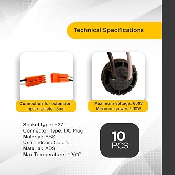 10 Pcs E26 Socket Adapter, Medium Base Male Screw in Light Socket Pigtail for LED Recessed Lights with 15.75 Inch Cable