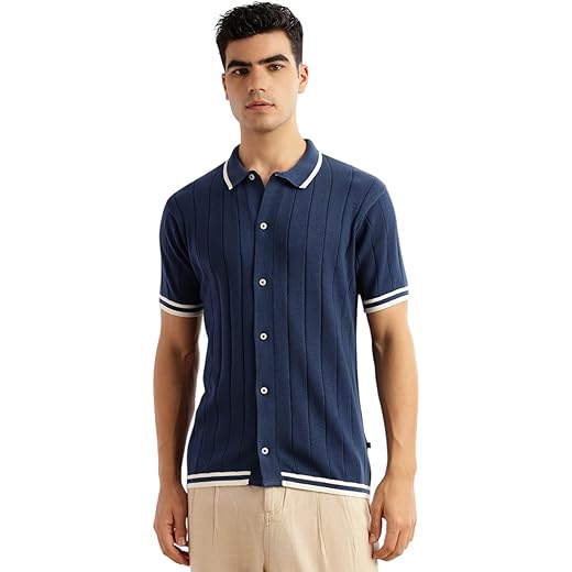 Mens Regular Fit Striped Cardigan Sweater