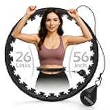 JLoibao Weighted Hula Circle with 26 Links(56 Inch) for Adults Weight Loss, Infinity Fitness Hoop Plus Size, for Women Smart Exercise Equipment