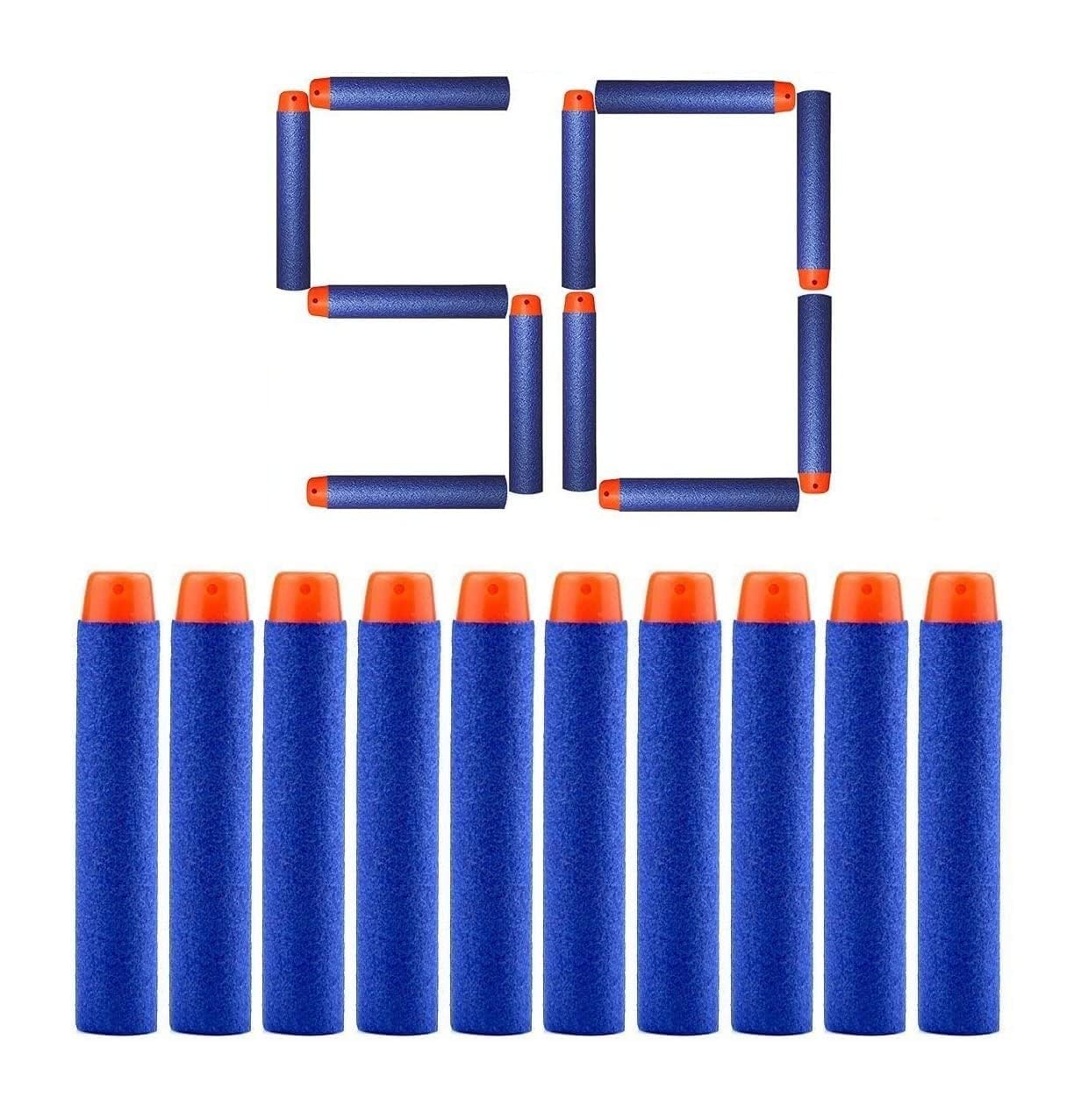 Verat Foam Bullet Dart Bullets for Strike Elite Guns Darts for N-Strike Elite Series Blasters Soft Refill/Nerf Bullets/Nerf Gun Ammo/Foam Blaster (Blue, 50 Pcs)