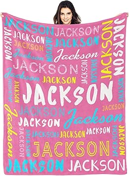 Personalized Name Blanket Customized Baby Blankets for Girls Boys Adults Monogrammed Blankets and Throws Christmas Birthday Mothers Fathers Valentines Day Gift