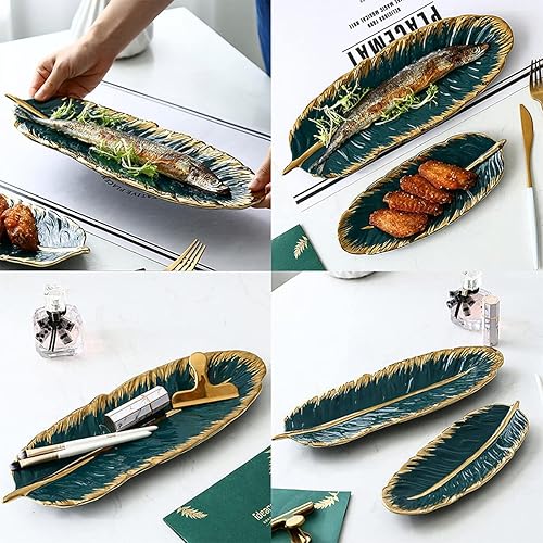 Miniatura 2 de FOMIYES Bandeja de cerámica para servir pescado, platos de sushi, bandeja de cerámica, bandeja de sushi, bandeja de sushi, bandejas decorativas,