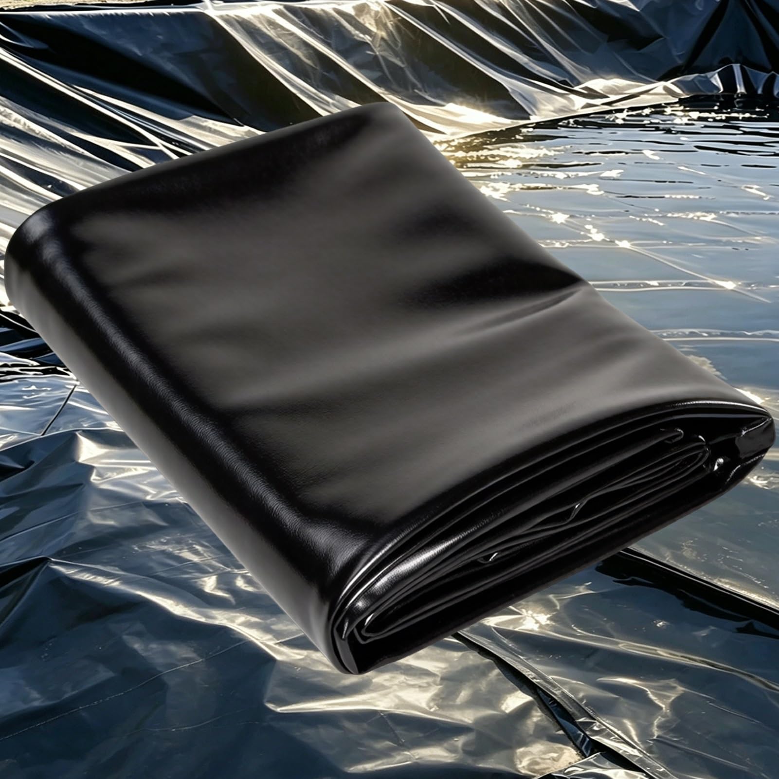 Liyadolaam One Color 5X5m 6X8m 7X10m 7X12m Large Pond Liner Hdpe Black 0.13Mm Flexible Preformed Underlay Shield For Duck Ponds Aquaculture Koi Ponds Water Garden(4X6m(13.1X19.7ft))