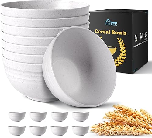 HOTEC Tazones irrompibles de paja de trigo para cereales, aptos para microondas y lavavajillas, cuencos para sopa y ensalada, sin BPA, juego de 8,