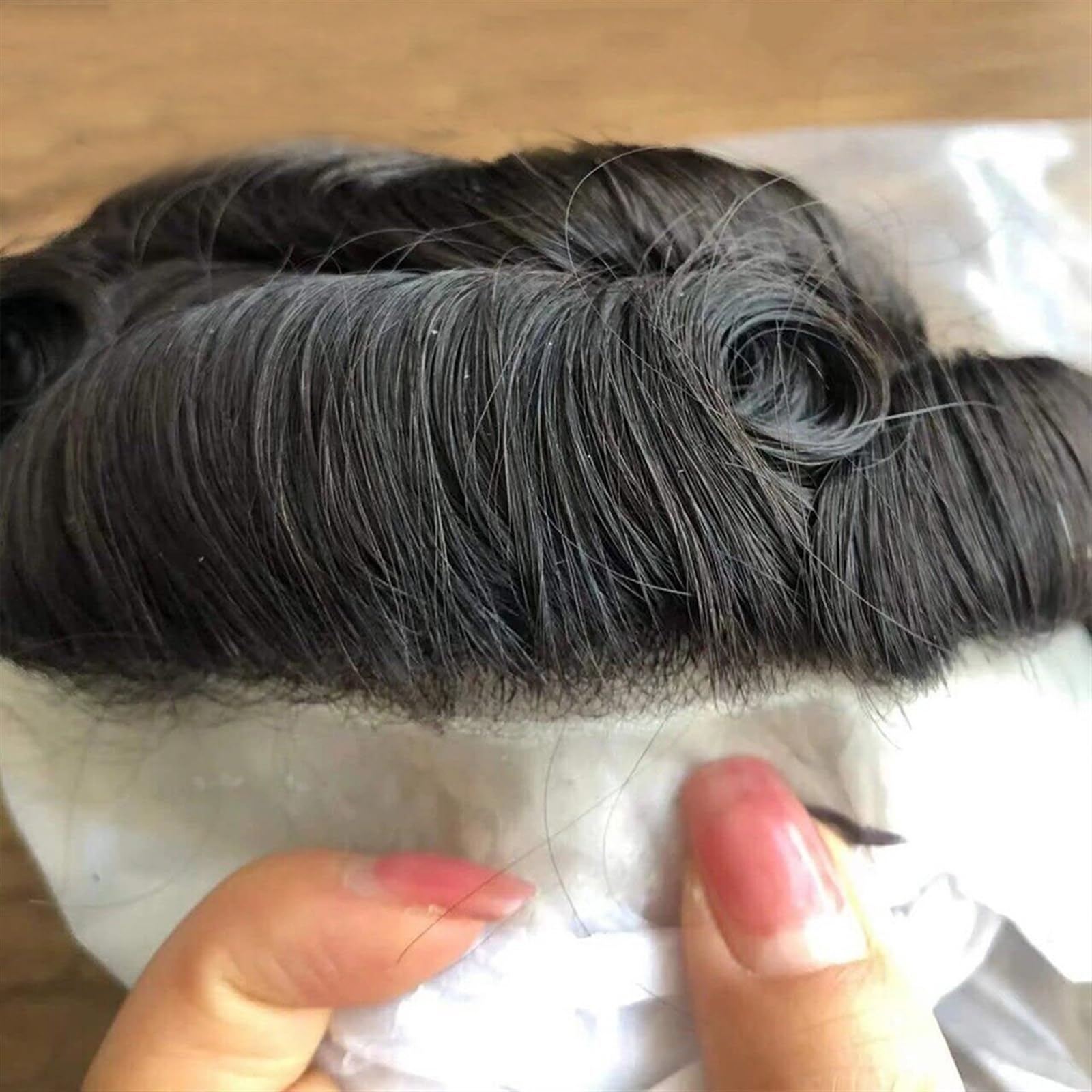 Toupet Hair Men Toupet prawdziwe ludzkie włosy męskie zamienniki francuska koronka środkowa PU wokół męskiej protezy włosów jednostka naturalnych falowanych włosów peruka w