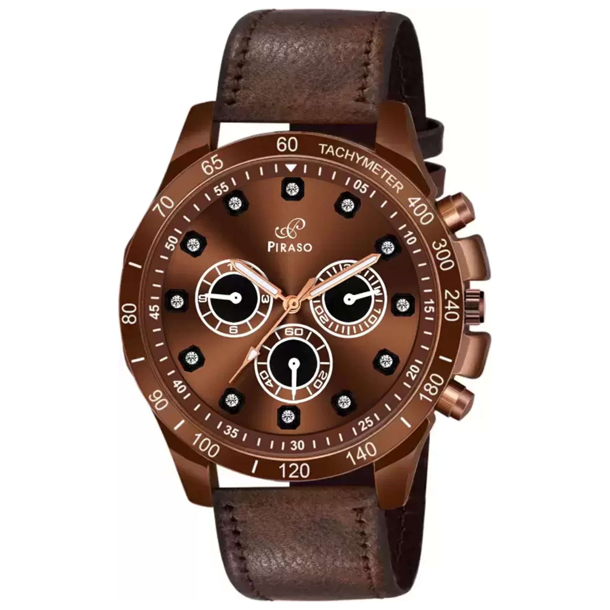 PIRASO Premium Brown DIAL & Leather Strap Analog Watch for Men (B0CQK3V99M) Amazon Price History, Amazon Price Tracker