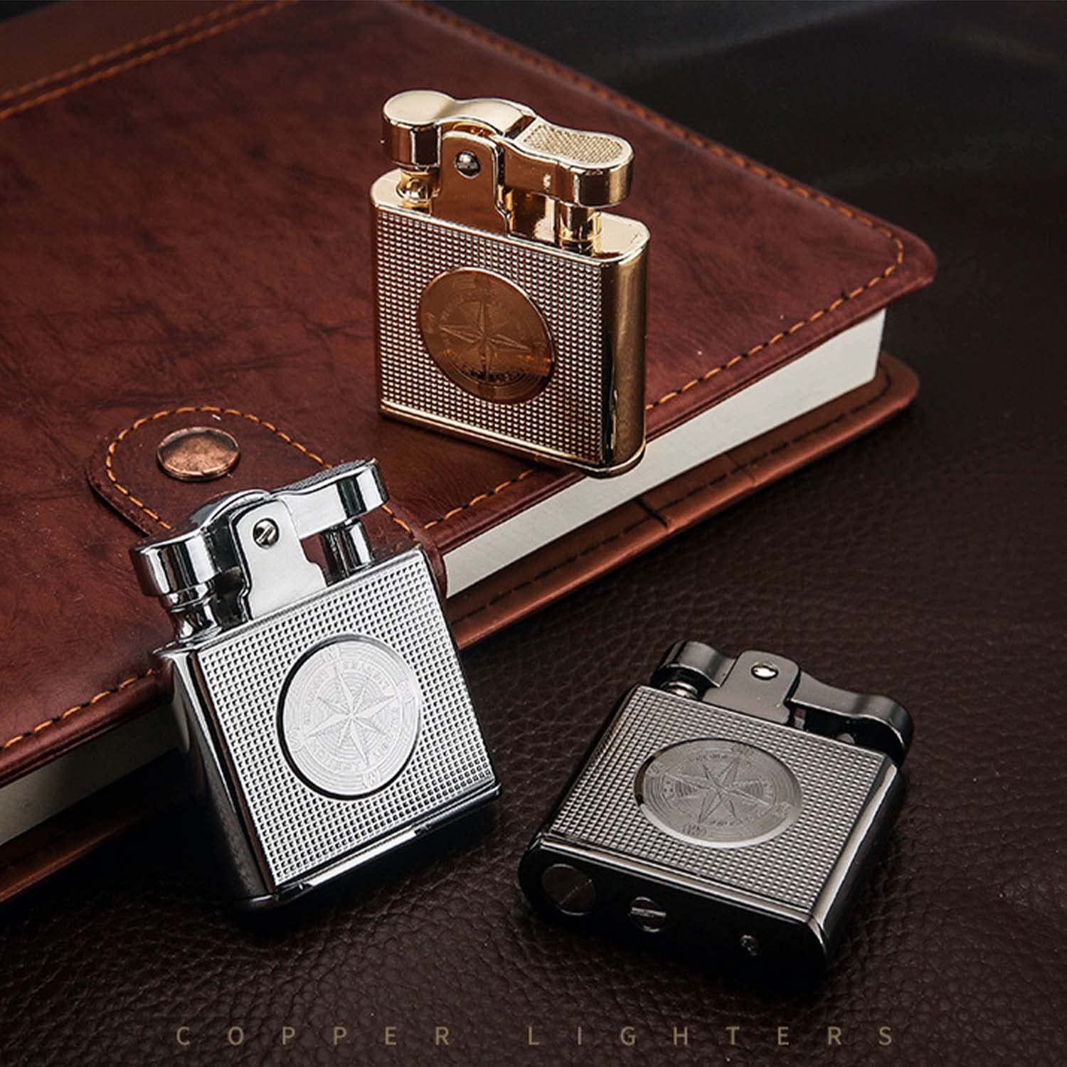 Briquet de Tranchée Antique Briquet Traditionnel en Coton Kérosène pour Homme Papa Mari (Carburant Non Inclus)