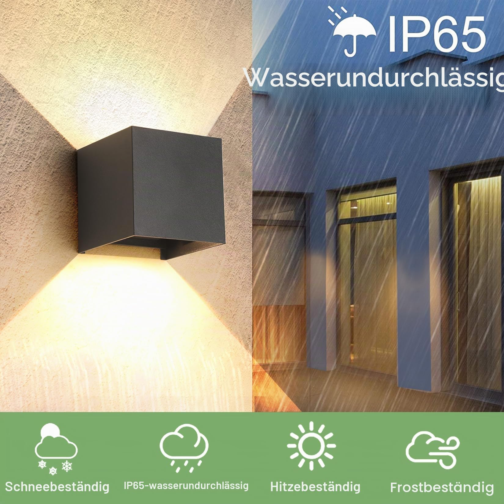 12W LED Wandleuchte Innen/Außen,3000K Außenlampe Außenleuchte innen, IP65 Aussenleuchte Wand UP Down,Außenwandleuchte wandleuchte innen Mit Einstellbar Abstrahlwinkel Warmweiß,Anthracite,4 Stück